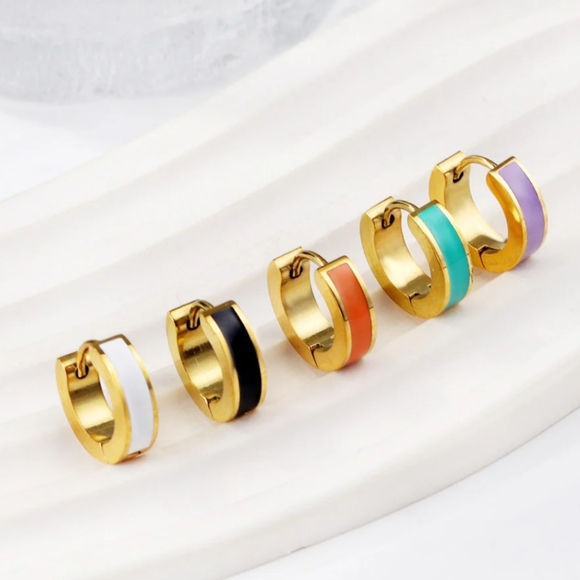 18k Gold Plated Stainless Steel Hoop Earrings - Picture 2 of 2